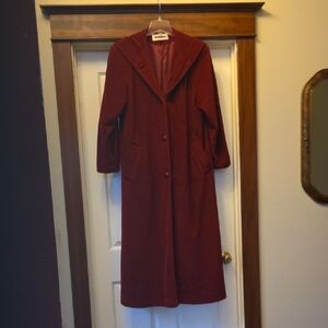 Vintage Kristen Blake Red Hooded Maxi Coat M